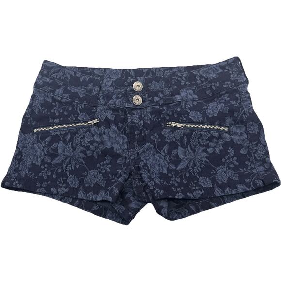 Guess Women’s Size‎ 27 Jacquard Dark Floral Blue Shirts 2” Inseam 8” Rise - Picture 1 of 5